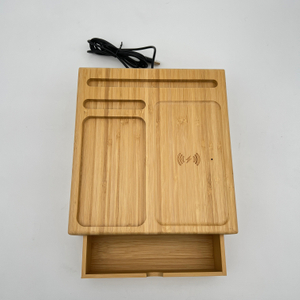 Custom Logo 3-in-1 Holz Bambus Telefon Desktop Wireless Ladegerät 10W