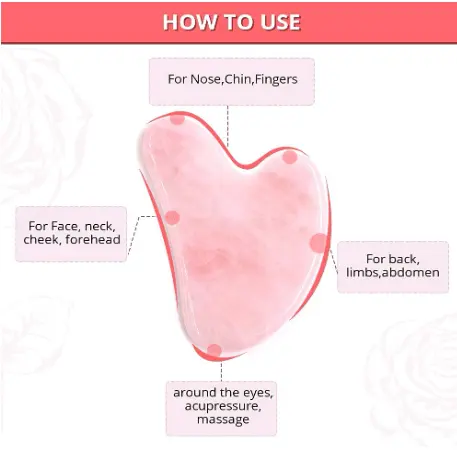 Gesichts-Nackenmassagegerät, Gua Sha-Werkzeug, Rosenquarz-Jade-Roller