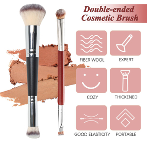 Doppelseitiger Plastikgriff Make -up -Bürstenset für Gesicht