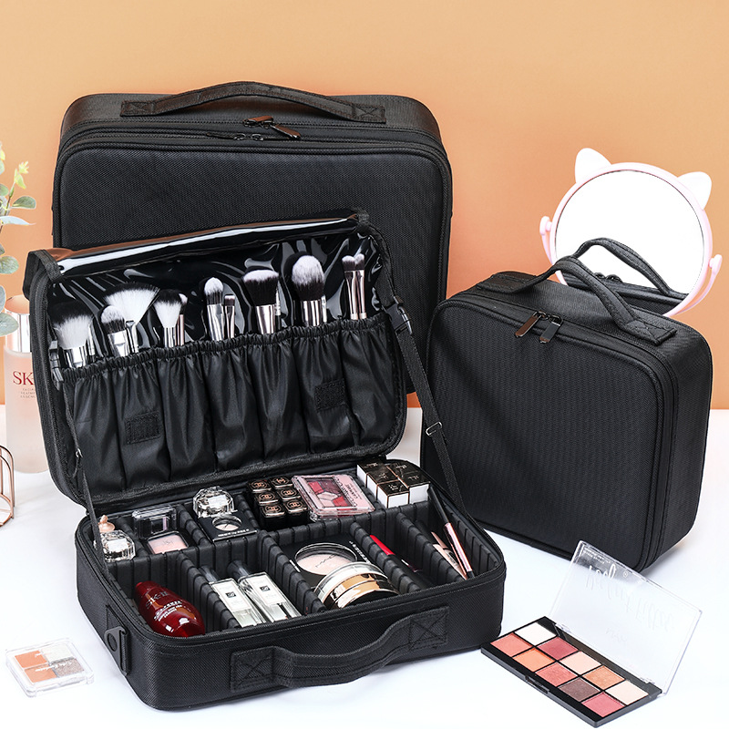 36–55 l Oxford-Stoff, professionelle Kosmetik-Make-up-Zugtasche