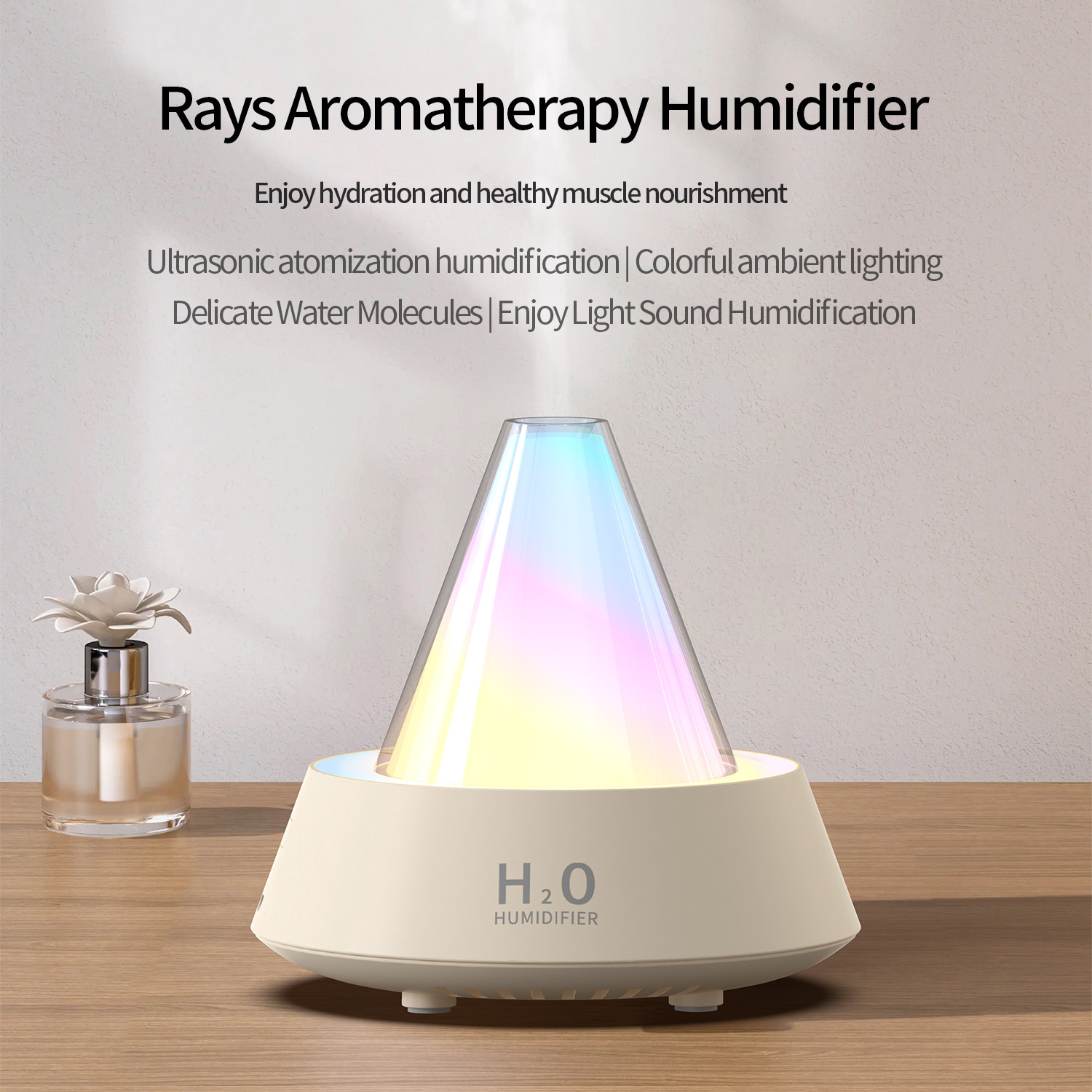 Aromadiffusoren für ätherische Öle mit Umgebungslicht für das Badezimmer zu Hause, im Schlafzimmer